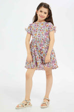 Load image into Gallery viewer, فستان مكشكش باللون الأحمر للبنات