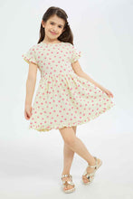 Load image into Gallery viewer, فستان مكشكش باللون الأصفر للبنات