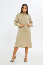 Load image into Gallery viewer, فستان بقصة قميص باللون البيج للنساء