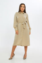 Load image into Gallery viewer, فستان بقصة قميص باللون البيج للنساء