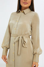 Load image into Gallery viewer, فستان بقصة قميص باللون البيج للنساء