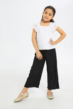 Load image into Gallery viewer, بنطلون باللون الأسود مجعد للبنات الصغار