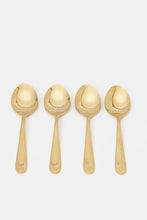 Load image into Gallery viewer, طقم ملاعق عشاء ذهبية بلمسة نهائية مطروقة (4 قطع)