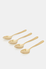 Load image into Gallery viewer, طقم ملاعق عشاء ذهبية بلمسة نهائية مطروقة (4 قطع)