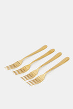 Load image into Gallery viewer, طقم شوكة عشاء ذهبية مطروقة (4 قطع)