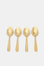 Load image into Gallery viewer, طقم ملاعق شاي ذهبية بلمسة نهائية مطروقة (4 قطع)