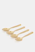 Load image into Gallery viewer, طقم ملاعق شاي ذهبية بلمسة نهائية مطروقة (4 قطع)