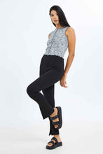 Load image into Gallery viewer, بنطلون بقصة مستقيمة باللون الأسود للنساء