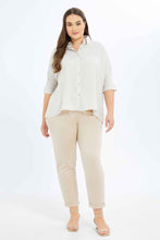 Load image into Gallery viewer, بنطلون بخصر مطاطي باللون البيج للنساء