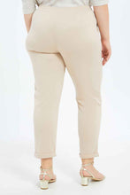 Load image into Gallery viewer, بنطلون بخصر مطاطي باللون البيج للنساء