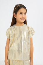 Load image into Gallery viewer, طقم باللون الذهبي للبنات الصغار (قطعتين)