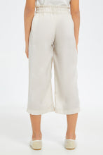 Load image into Gallery viewer, بنطلون باللون البيج واسع بلمعه للبنات الصغار