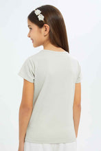 Load image into Gallery viewer, تي شيرت لامعة باللون الفضي للبنات