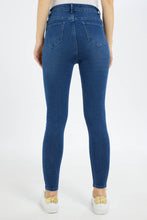 Load image into Gallery viewer, جينز أزرق بخصر عالي للنساء