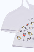 Load image into Gallery viewer, طقم صدرية باللون الأبيض للبنات الكبار (قطعتين)