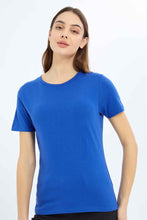 Load image into Gallery viewer, تيشيرت أزرق سادة للنساء
