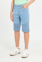 Load image into Gallery viewer, شورت جينز بايكر باللون الأزرق للأولاد الكبار