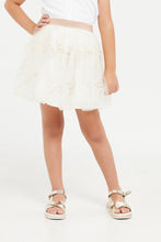 Load image into Gallery viewer, تنورة مطرزة باللون البيج للبنات الصغار