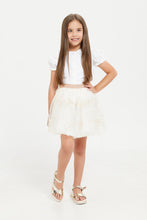 Load image into Gallery viewer, تنورة مطرزة باللون البيج للبنات الصغار