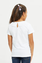 Load image into Gallery viewer, بلوزة مزينة باللون الأبيض للبنات الصغار