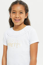 Load image into Gallery viewer, بلوزة مزينة باللون الأبيض للبنات الصغار