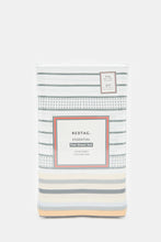 Load image into Gallery viewer, ملاءة رمادي مسطحة بطباعة مخططة 3 قطع (مقاس كينج)