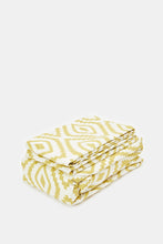 Load image into Gallery viewer, ملاءة مسطحة بطبعات هندسية الخردل مكونة من 3 قطع (مقاس كينج)