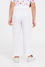 Load image into Gallery viewer, بنطلون أبيض مزين بحزام للبنات الصغار