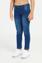 Load image into Gallery viewer, جيغنغيز مزين باللون الكحلي للبنات الصغار