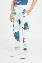 Load image into Gallery viewer, بنطلون رياضي مطبوع باللون الأبيض للأولاد الكبار