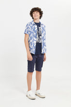 Load image into Gallery viewer, طقم كاجوال مطبوع باللون الأزق للأولاد الكبار (قطعتين)