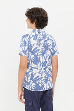 Load image into Gallery viewer, طقم كاجوال مطبوع باللون الأزق للأولاد الكبار (قطعتين)