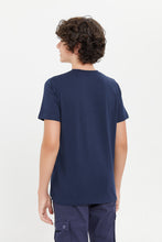 Load image into Gallery viewer, طقم كاجوال مطبوع باللون الأزق للأولاد الكبار (قطعتين)