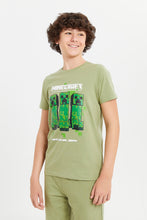 Load image into Gallery viewer, طقم كاجوال باللون الزيتي للأولاد الكبار (قطعتين)