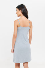 Load image into Gallery viewer, ثوب نوم باللون الرمادي مزين بالدانتيل للنساء