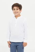 Load image into Gallery viewer, قميص ماندارين باللون الأبيض للأولاد الصغار