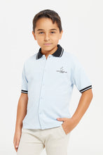 Load image into Gallery viewer, قميص كاجوال بياقة باللون الأزرق للأولاد الصغار