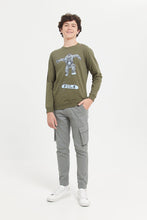 Load image into Gallery viewer, سويتشيرت مطبوع باللون الزيتي للأولاد الكبار