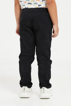 Load image into Gallery viewer, بنطلون سهل الإرتداء باللون الأسود للأولاد الصغار