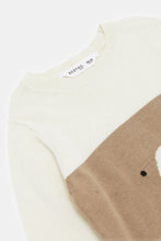 Load image into Gallery viewer, بلوفر بطبعة دب باللون البيج والبني للأولاد حديثي الولادة