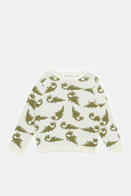 Load image into Gallery viewer, بلوفر بطبعة دينو باللون البيج والأحضر للأولاد حديثي الولادة