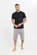 Load image into Gallery viewer, طقم بيجامة باللوني الأسود و الرمادي للرجال (قطعتين)