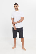 Load image into Gallery viewer, طقم بيجامة سادة باللوني الأبيض و الرمادي الغامق للرجال (قطعتين)