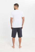 Load image into Gallery viewer, طقم بيجامة سادة باللوني الأبيض و الرمادي الغامق للرجال (قطعتين)