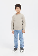 Load image into Gallery viewer, بلوفر سادة باللون البيج للأولاد الصغار