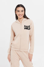 Load image into Gallery viewer, سويتشيرت بقبعة باللون البيج للبنات الكبار