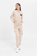 Load image into Gallery viewer, سويتشيرت بقبعة باللون البيج للبنات الكبار