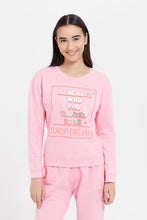 Load image into Gallery viewer, سويتشيرت بطبعة باللون الوردي للبنات الكبار