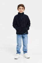 Load image into Gallery viewer, سويت شيرت صوف شيربا 1/4 بسحاب: كحلي