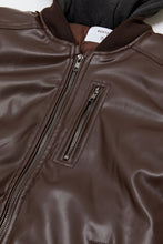 Load image into Gallery viewer, جاكيت جلد سادة باللون البني للأولاد الكبار